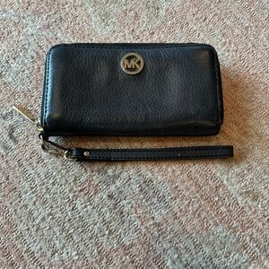 Michael Kors Black Wristlet with Gold Accent
